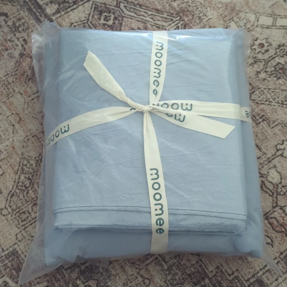 MooMee Bedding Duvet Cover Set 100% Washed Cotton Linen Like Textured Breathable